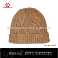 High Quality Cheap Custom cable knit beanie hat in dark yellow